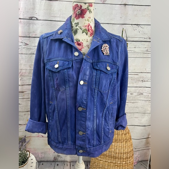 Hand Dyed Purple Denim Jacket - Picture 4 of 6